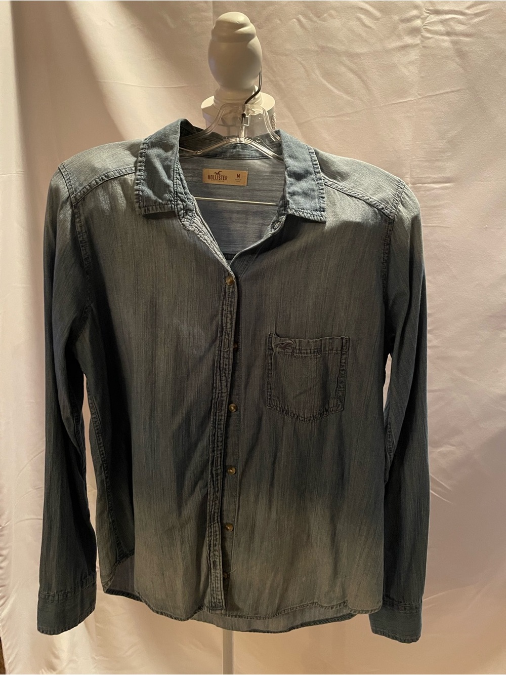 Hollister Women’s Washed Denim Button-Down Shirt - Light Blue